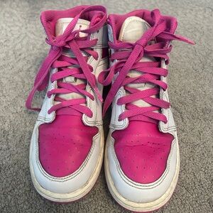 Nike Air Jordan Pink and White High-Top Sneakers Size 5Y